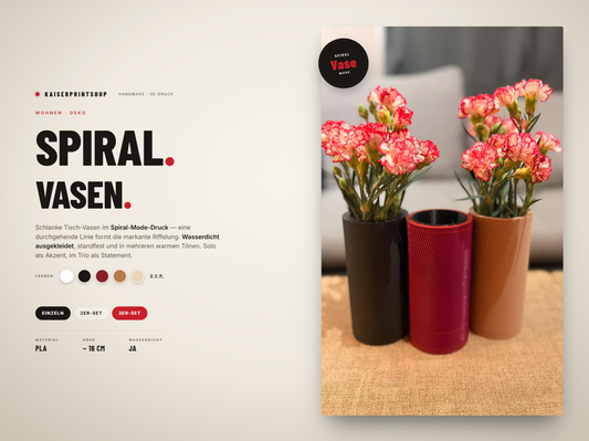 Moderne 3D-Druck Vase mit wasserdichtem PETG-Einsatz – Designvase