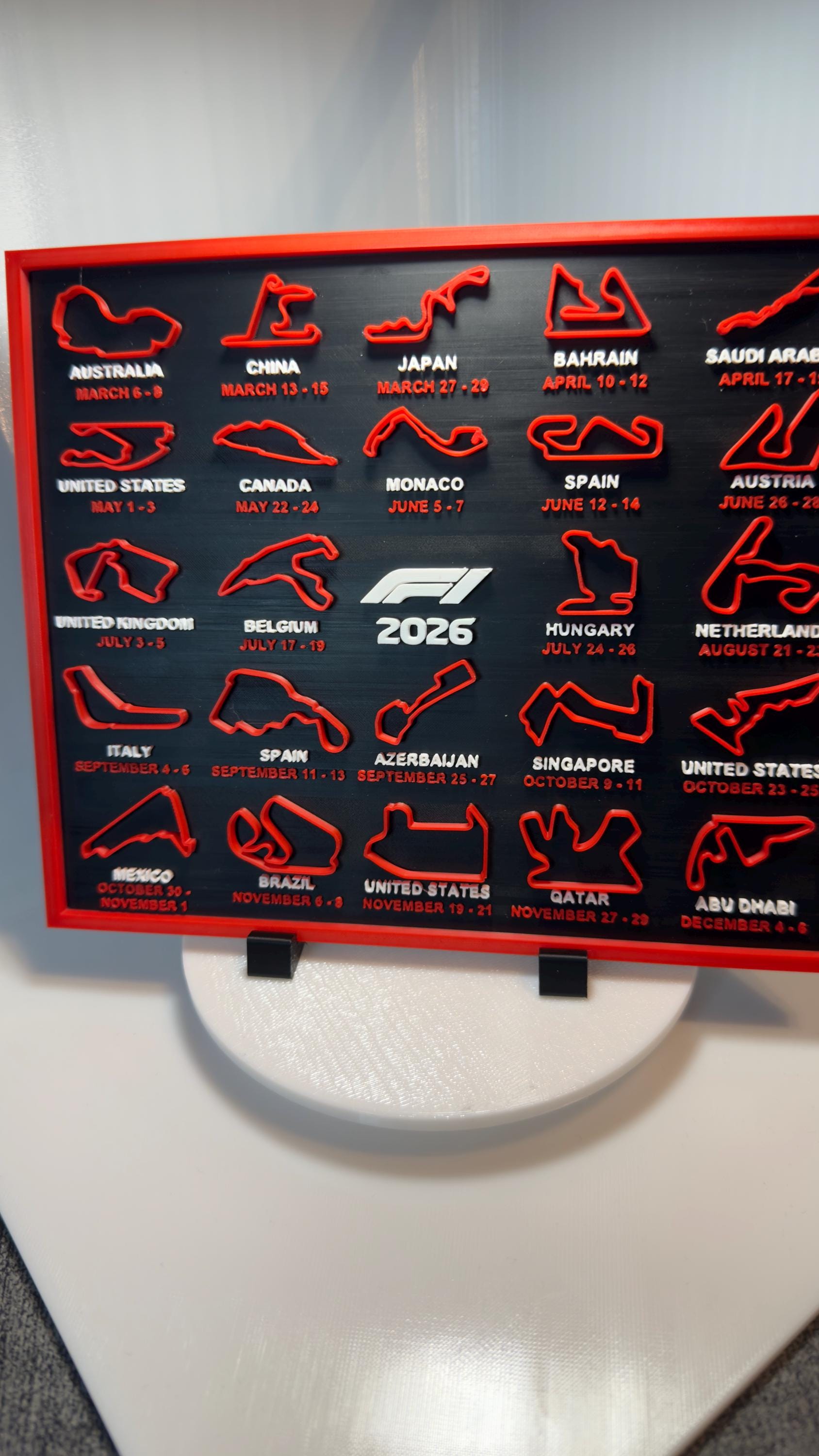 F1 2026 Rennkalender – 3D Wandbild mit allen Rennstrecken - Bild 2