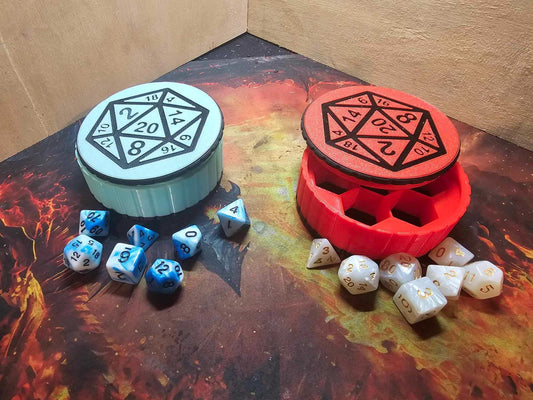 D&D Würfelbox mit Deckel – 3D Druck Dice Storage & Waben-Inlay
