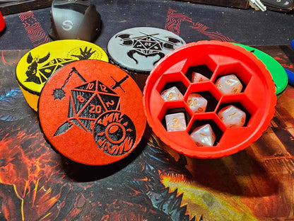 D&D Würfelbox mit Deckel – 3D Druck Dice Storage & Waben-Inlay - Bild 3