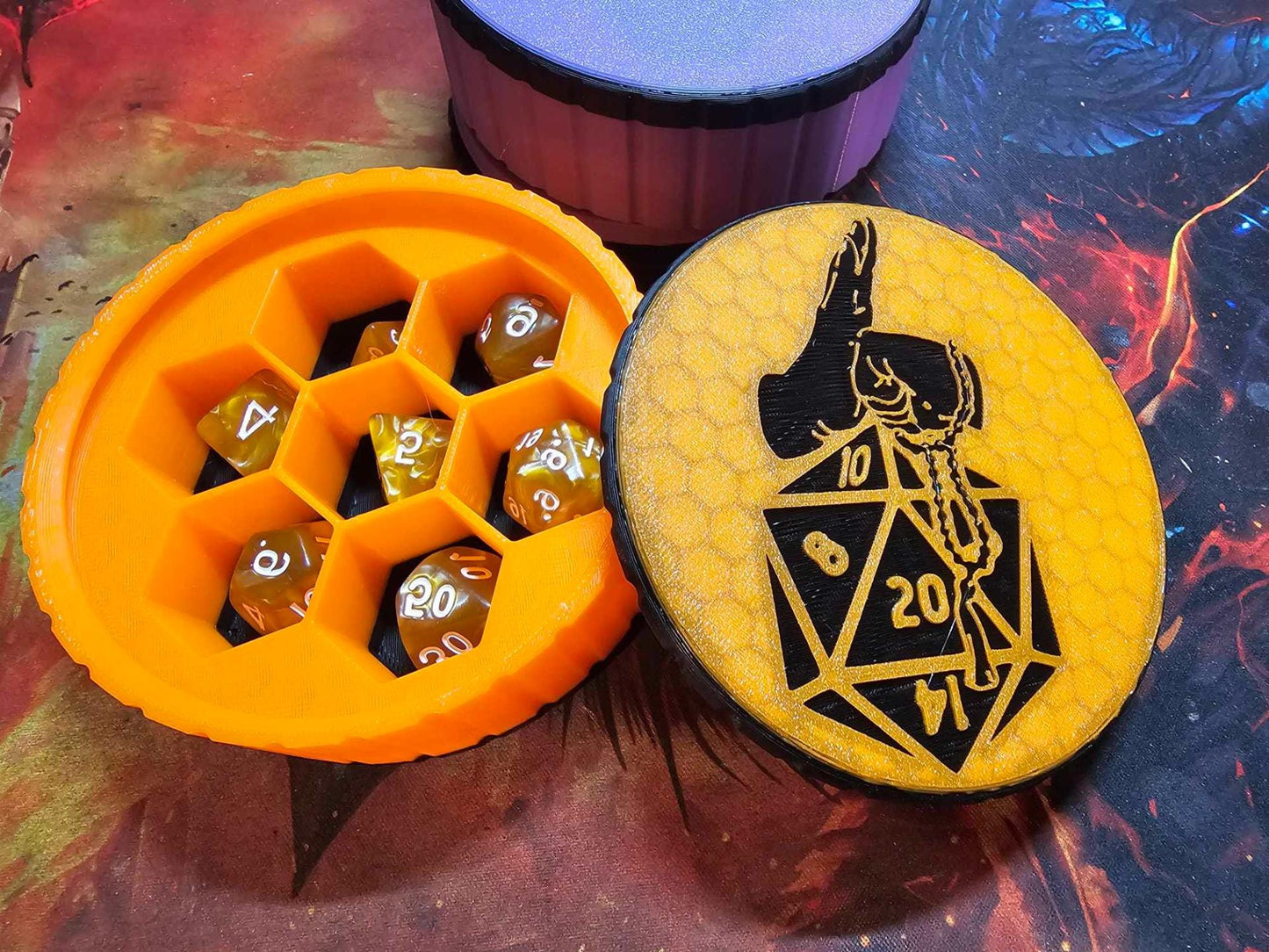 D&D Würfelbox mit Deckel – 3D Druck Dice Storage & Waben-Inlay - Bild 6