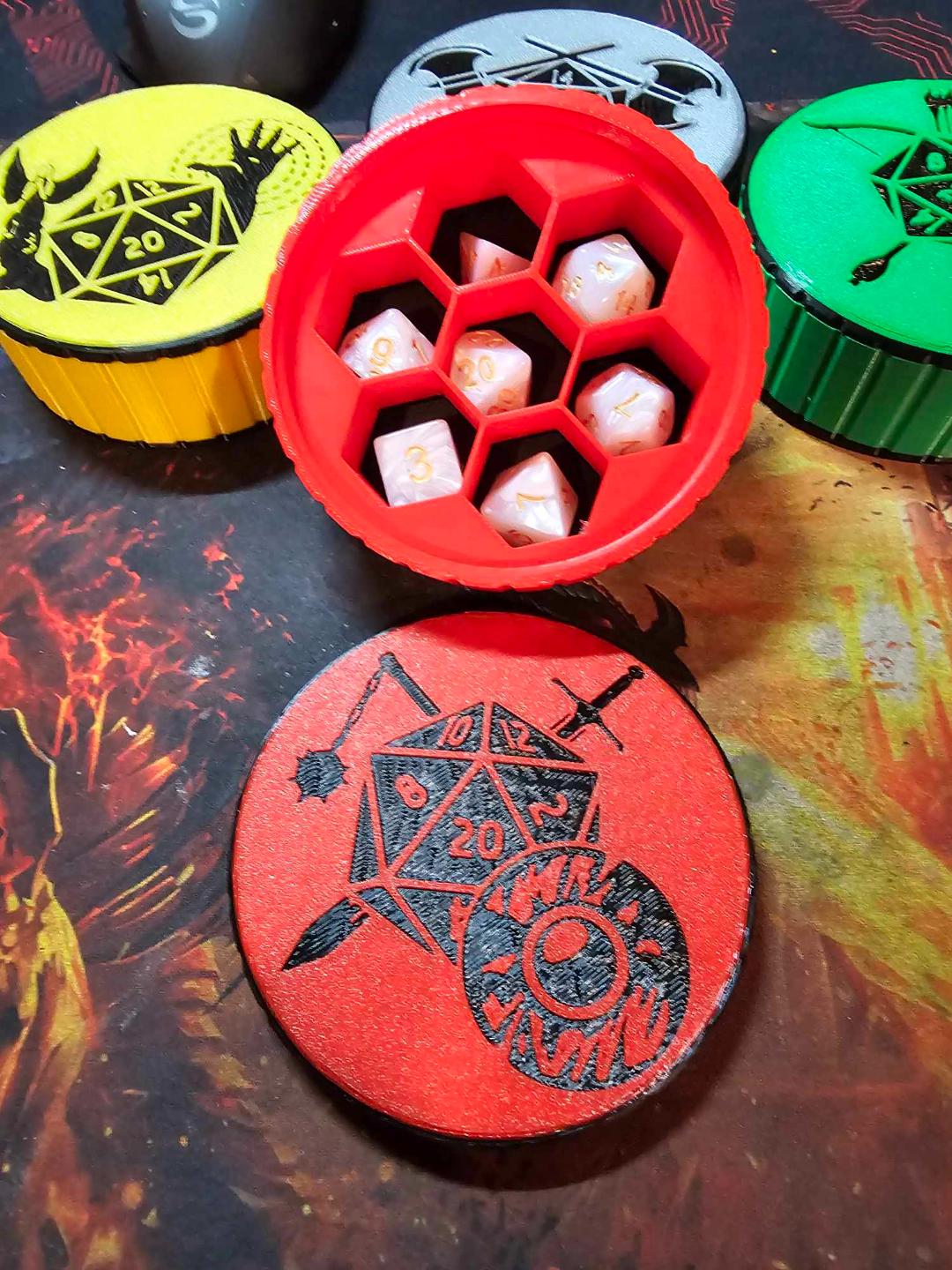 D&D Würfelbox mit Deckel – 3D Druck Dice Storage & Waben-Inlay - Bild 5