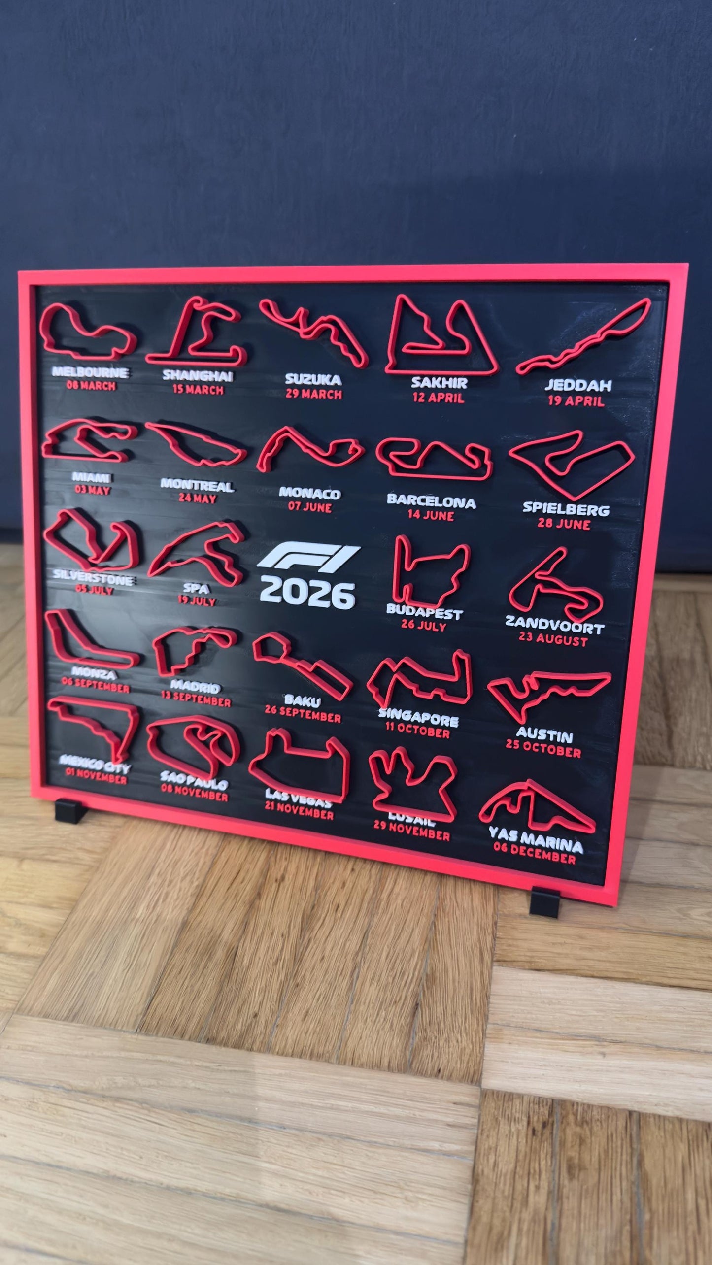 F1 2026 Rennkalender – 3D Wandbild mit allen Rennstrecken - Bild 6