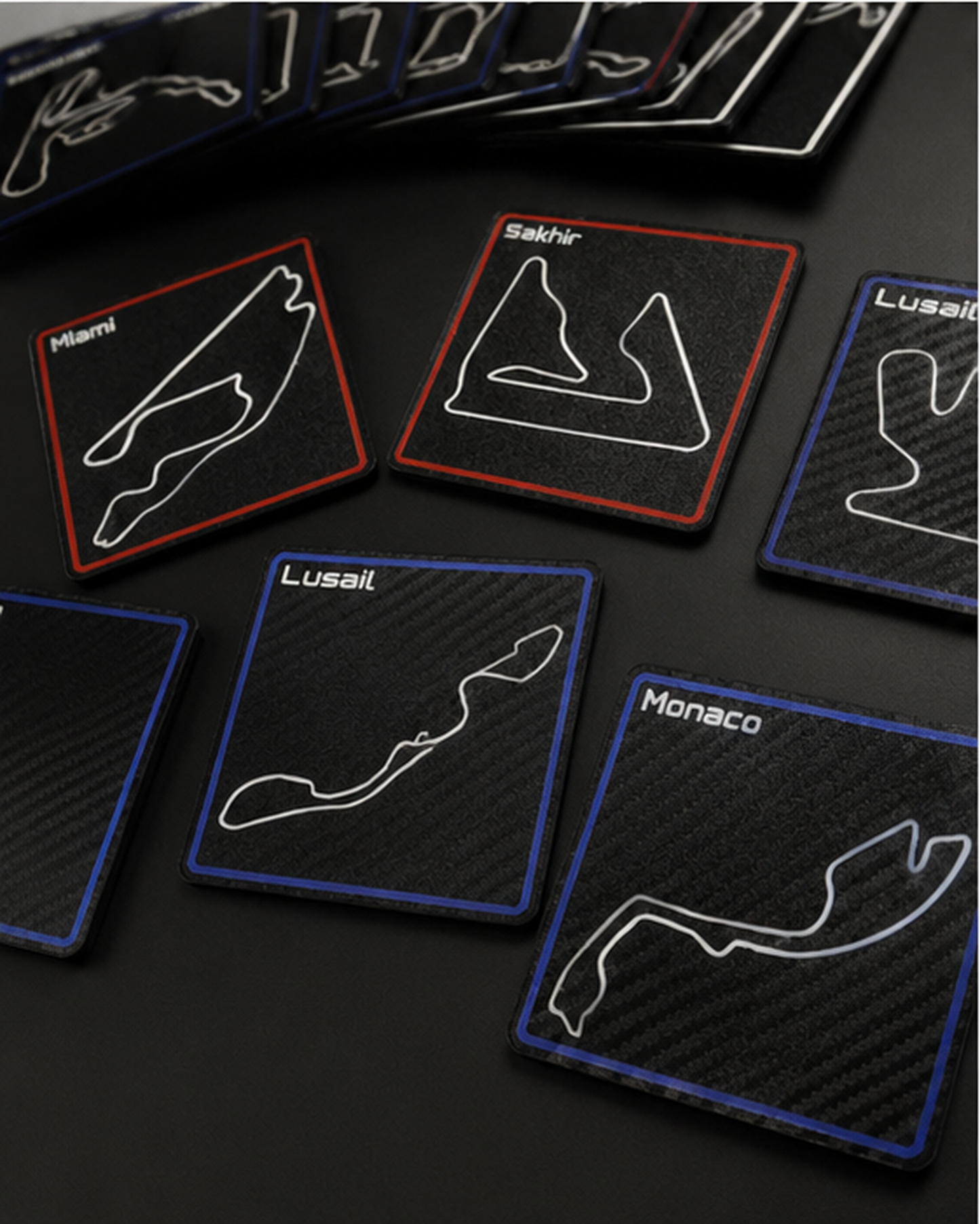 Formel 1 Rennstrecken Untersetzer Set mit Halterung
